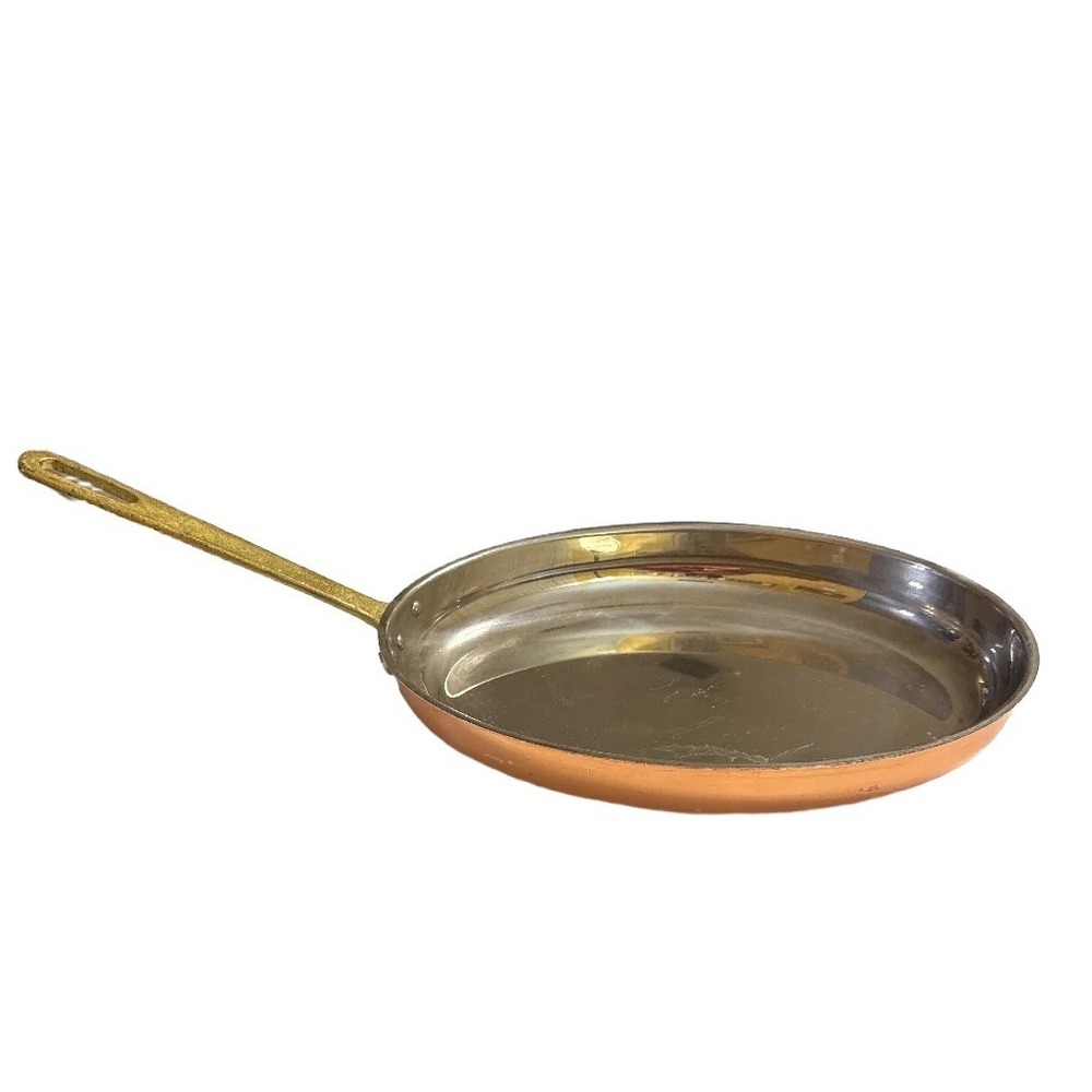 Tagus Elite Copper Oval Au Gratin Pan Portugal 12" inch Copper Good Brass Handle